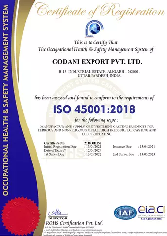 GODANI EXPORT PVT. LTD. 45001:2018 certificate